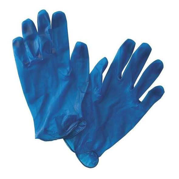 Disposable Gloves, 5 mil Palm, Vinyl, Powder-Free, M (8), 100 PK, Blue