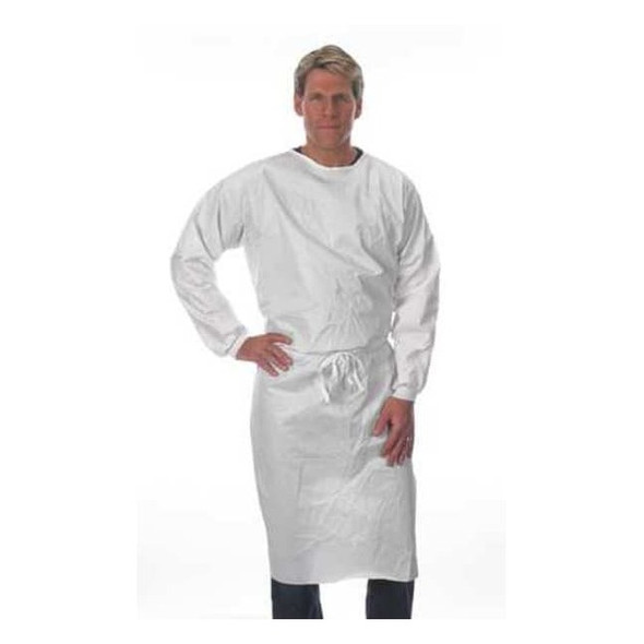 Disposable Sleeve Apron, Tyvek(R), Serged, 5.5 mil, 45 in, White, S