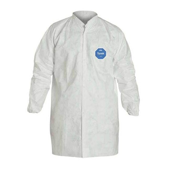 Tyvek 400 Disposable Lab Coat, Tyvek(R) 400, Snaps Closure, White, M, 30 PK