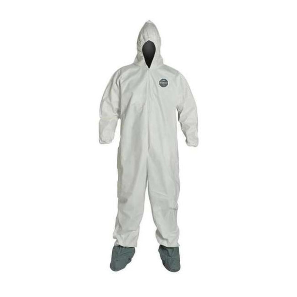 Hooded Disposable Coveralls, 2XL, White, ProShield(R) 60, zipper