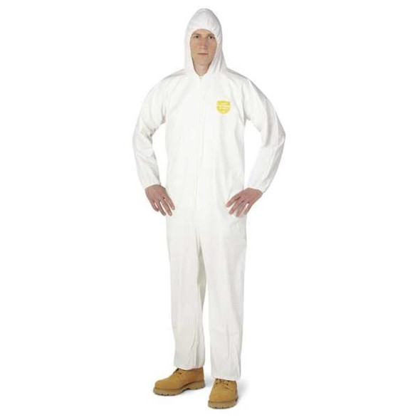 Dupont Hooded Disposable Coveralls, Xl, White, ProShield(R) 60 NG127SWHXL0025NP