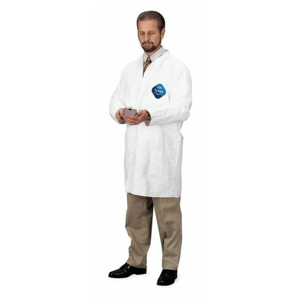 Tyvek 400 Disposable Lab Coat, Tyvek(R) 400, Snaps Closure, White, M, 30 PK  TY212SWHMD003000