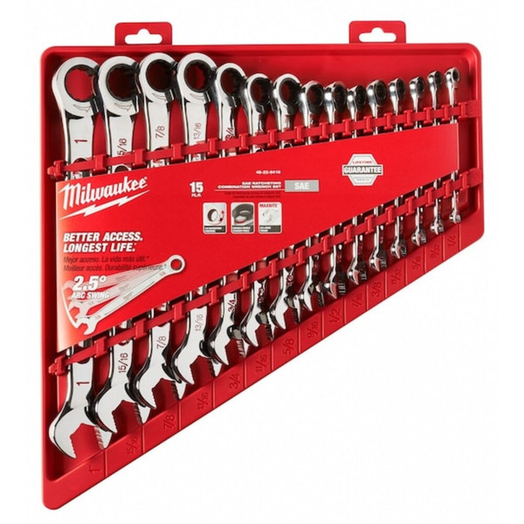 Milwaukee Tool 15pc Ratcheting Combination Wrench Set - SAE 48-22-9416