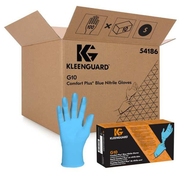 G10, Disposable Gloves, 4 mil Palm, Nitrile, Powder-Free, S ( 7 ), 100 PK, Blue