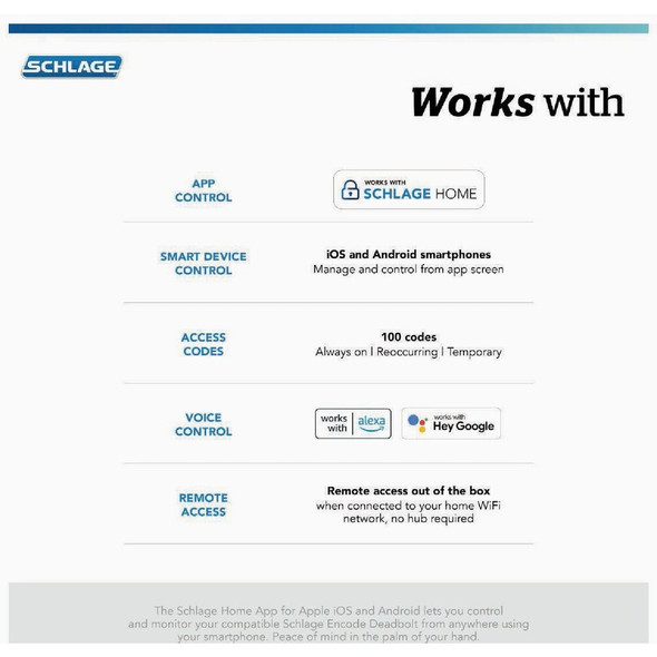 Schlage Encode Greenwich Matte Black Smart WiFi Deadbolt BE489WBVGRW622 204215