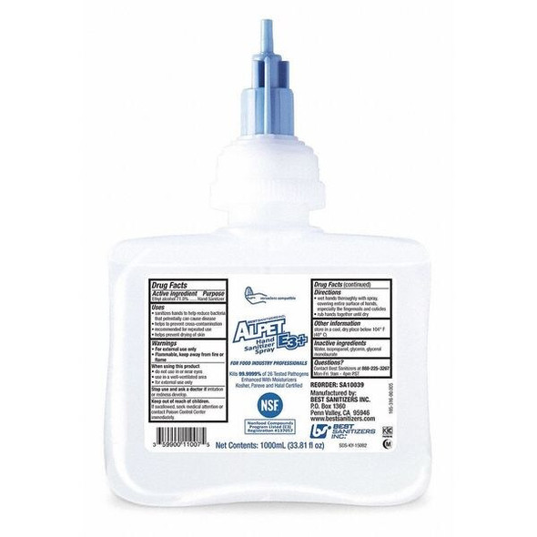Best Sanitizers Hand Sanitizer,1,000mL,FragranceFree,PK6 SA10039