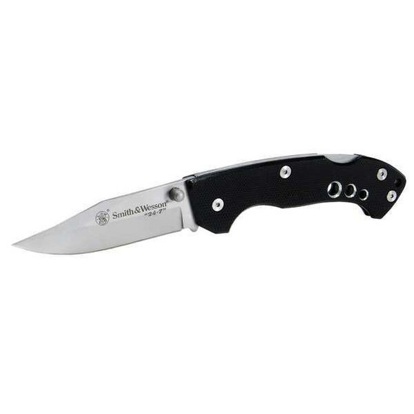 Smith & Wesson Folding Knife, Fine, Drop, Satin/Black, 3 in SW109