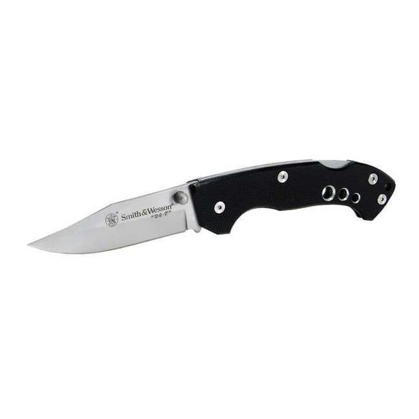 Smith & Wesson Folding Knife, Fine, Drop, Satin/Black, 3 in SW109