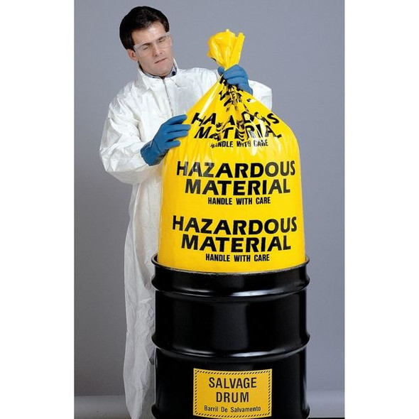 Manufacturer Varies Hazardous Waste Bags,55 gal.,Yellow,PK24 3WNA6