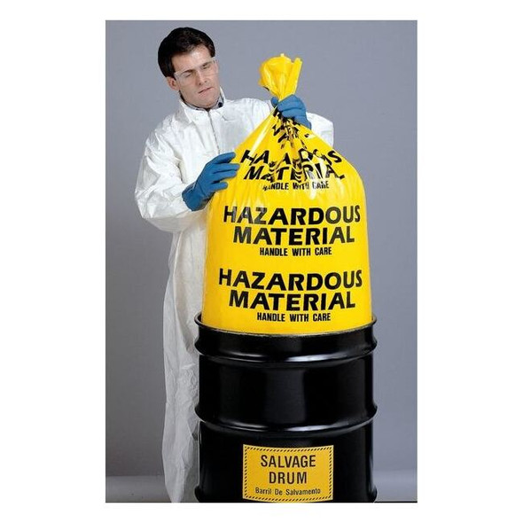 Manufacturer Varies Hazardous Waste Bags,30 gal.,Yellow,PK24 17-912
