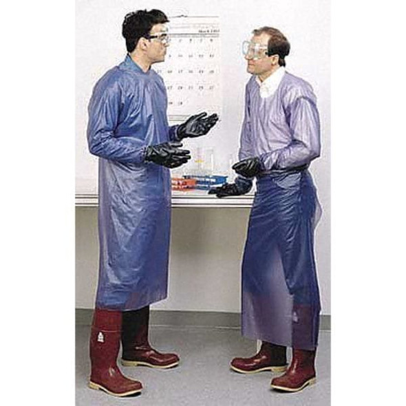 Ansell Apron, Vinyl, Blue, 53 in, M 56-910