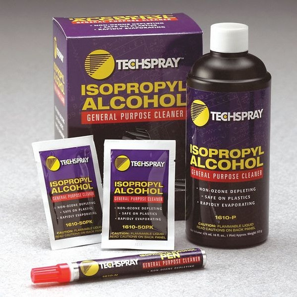 Techspray Alcohol Wipes,Unscented,8" x 5",100 ct 1610-100DSP