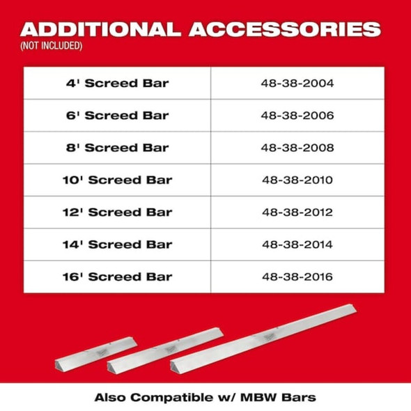 Milwaukee Tool Screed Blade,Double Triangle,6 ft L 48-38-2006