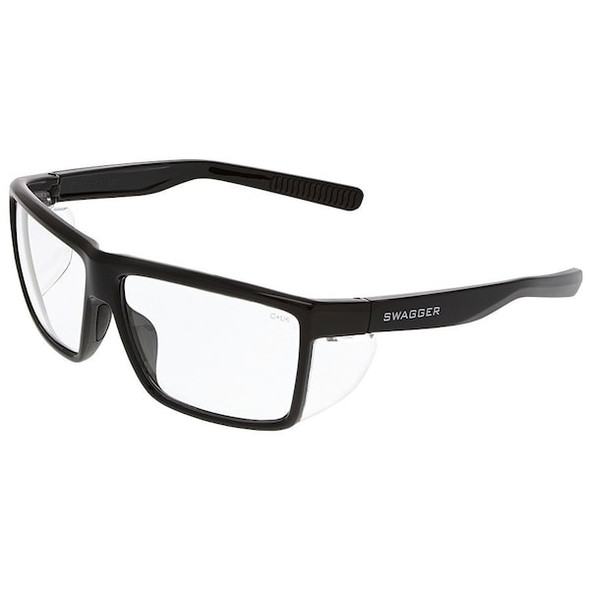 Swagger (SR2), Safety Glasses, Anti-Scratch, Green Mirror Lens, Charcoal Frame, Full-Frame