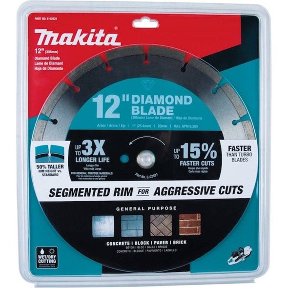 Makita Diamond Blade,12" dia,6300 RPM Max Speed E-02521