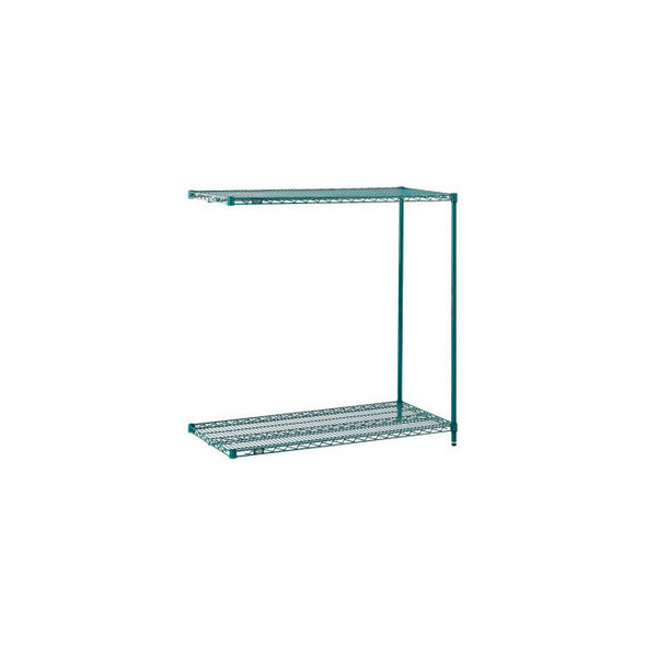 Nexel 2 Shelf Poly-Green Wire Shelving Unit Add On 48""W x 14""D x 34""H