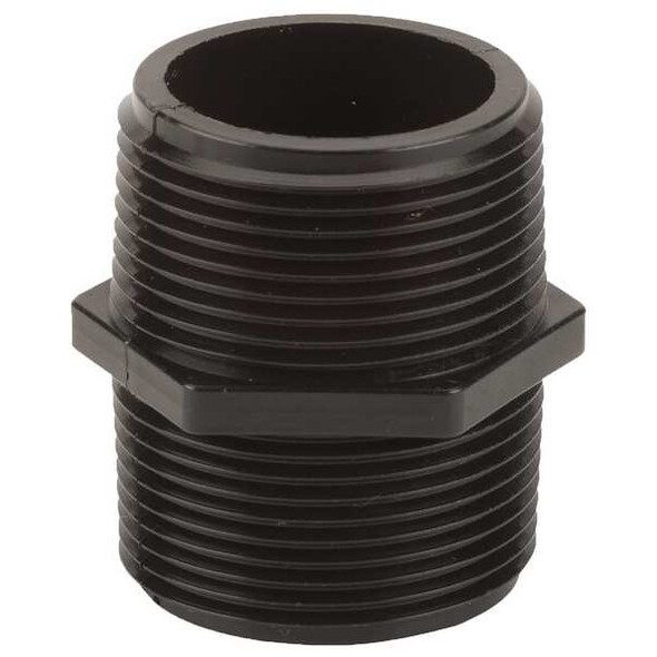 Hex Nipple, Polypropylene, 1-1/4", Schedule 80, 300 psi Max Pressure