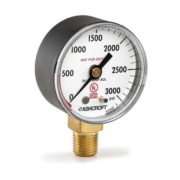 Pressure Gauge, 2 in Dial, 1/4 in MNPT, Right Side Location, ABS Case Material