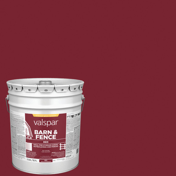 Valspar Oil Paint & Primer In One Low Sheen Barn & Fence Paint, Red, 5 Gal.