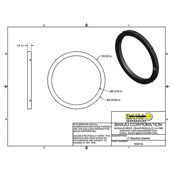 Banjo Cam and Groove Fitting Gasket,EPDM M301G