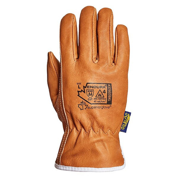 Multipurpose Leather Glove, Goatskin, 10" Length, Tan, Size XL (10)