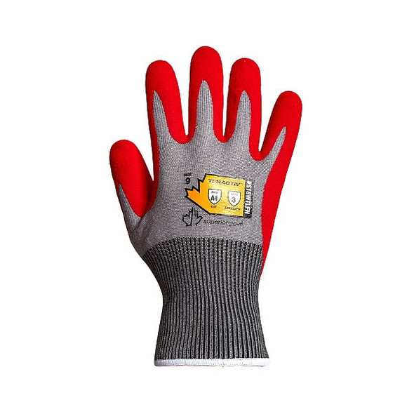 Tenactiv Work Gloves,Nitrile,S,Red/Gray,PR S18WTLFN-7 Tenactiv Work Gloves,Nitrile,S,Red/Gray,PR S18WTLFN-7