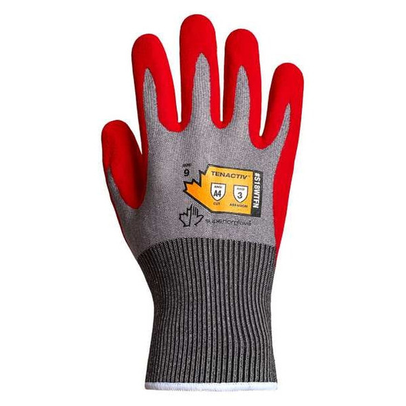 Tenactiv Work Gloves,Nitrile,M,Red/Gray,PR S18WTFN-8