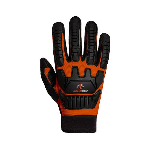 ClutchGear Work Gloves, TenActiv Palm, PVC Back, L (9), Black/Orange