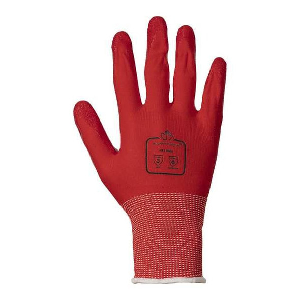 Dexterity Work Gloves,Nitrile,XL,Red/Red,PR,PK12 S13NSI-10