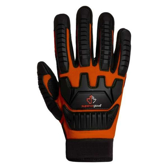 ClutchGear Work Gloves, TenActiv Palm, PVC Back, 2XL (11), Black-Orange  MXVSBE-2XL