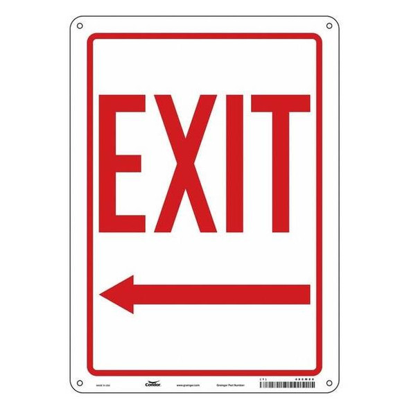 Condor Exit Sign, Plastic, 10" W, 14" H, Exit, Red, White 480M80