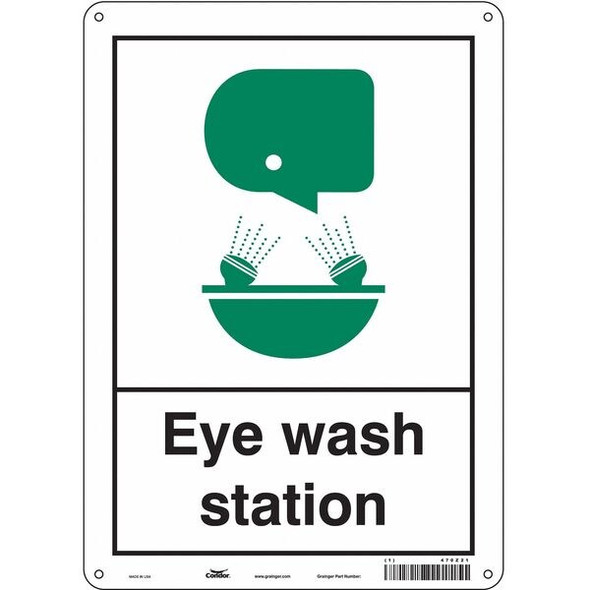 Eye Wash Station, 10 in W x 14 in H, Vertical Rectangle, Polyethylene, 470Z21