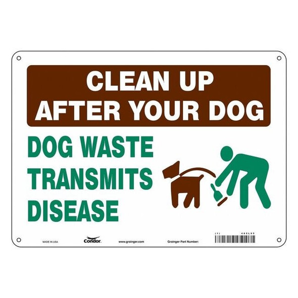 CLEAN UP AFTER YOUR DOG DOG WASTE TRANSMITS DISEASE, 14 in W x 10 in H, 485L95