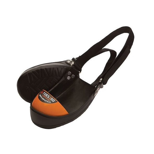 Toe Cap Overshoes, Composite Toe, 3 in Height, Ribbed Sole, Black, Orange, M