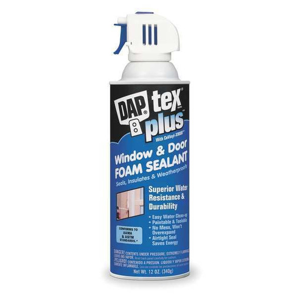 Dap Spray Foam Sealant, Straw Application Method 12 oz, Aerosol Can, White 18836