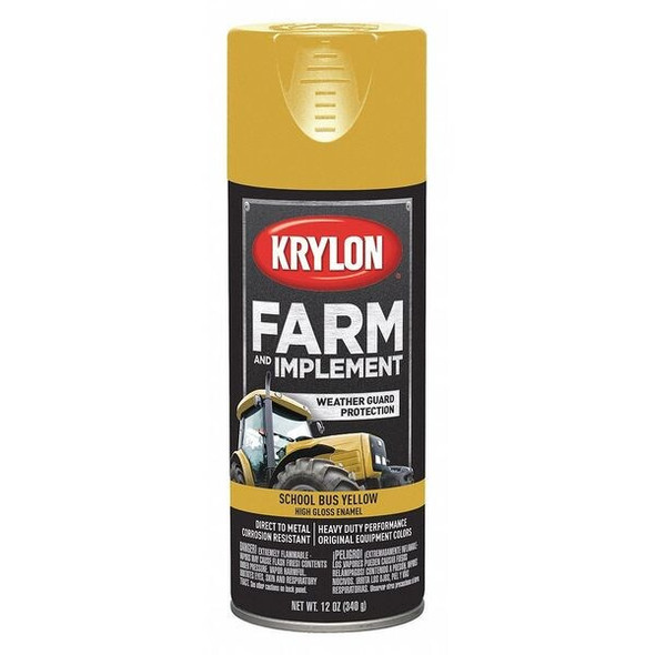 Krylon Spray Paint, School Bus Yellow, High-Gloss, Solvent, 12 oz K01957008