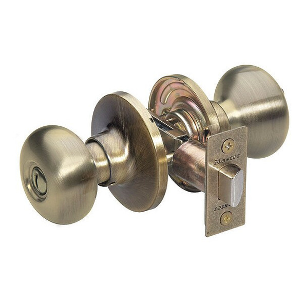 Master Lock Knob Lockset,Biscuit Style,Antique Brass BC0305BOX