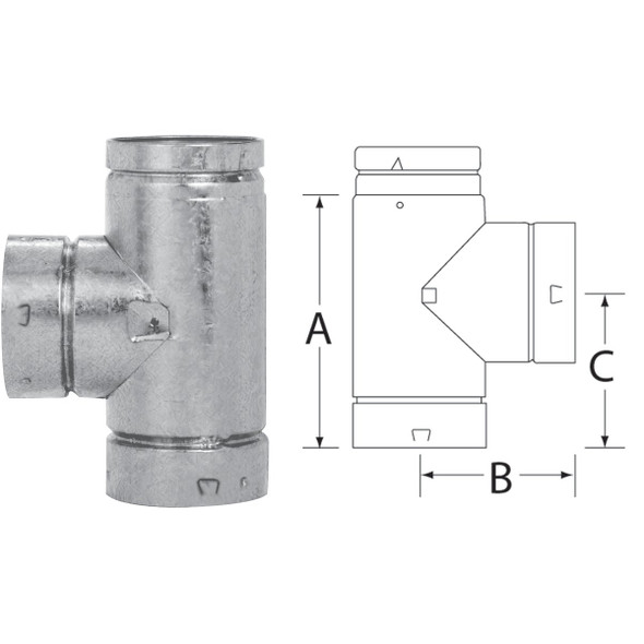 SELKIRK RV 4 In. x 8-1/2 In. x 4-3/4 In. Gas Vent Tee 104100