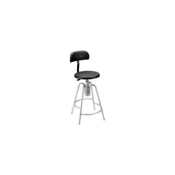 Interion Shop Stool with Backrest - Polyurethane - Black