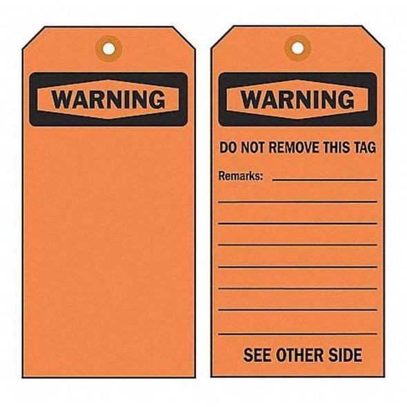 Brady Danger Tag,5-3/4 x 3 In,3/8 In,PK10 86458