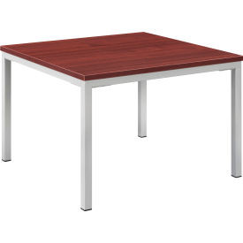 Interion Wood End Table with Steel Frame - 24"" x 24"" - Mahogany