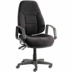 Interion Task Chair With High Back & Fixed Arms Fabric Black