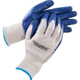 Global Industrial Latex Coated String Knit Work Gloves Natural/Blue X-Large 12 P
