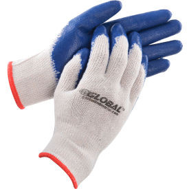 Global Industrial Latex Coated String Knit Work Gloves Natural/Blue Small 12 Pai