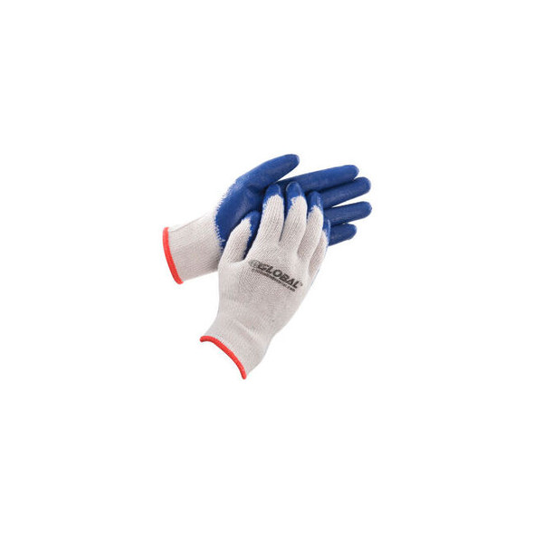 Global Industrial Latex Coated String Knit Work Gloves Natural/Blue Small 12 Pai