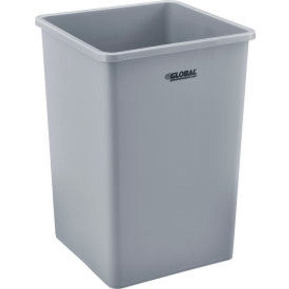 Global Industrial Square Plastic Trash Can 35 Gallon Gray