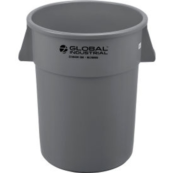 Global Industrial Plastic Trash Can 32 Gallon Gray