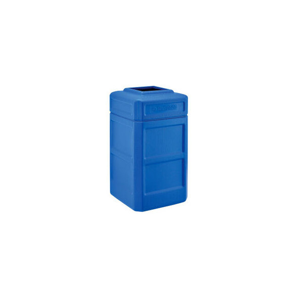 Global Industrial Square Plastic Waste Receptacle With Flat Lid 42 Gallon Blue