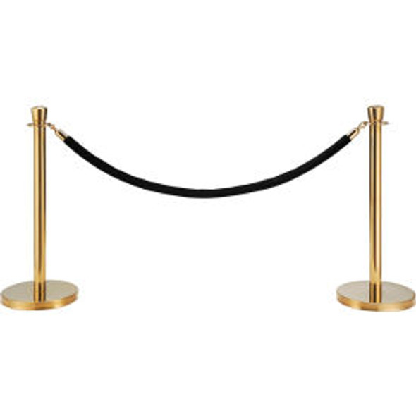 Global Industrial Black Velour Rope 59"" With Ends For Portable Gold Post