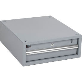 Global Industrial Stacking Steel Drawer W/ Cylinder Lock 17-1/4""W x 20""D Gray